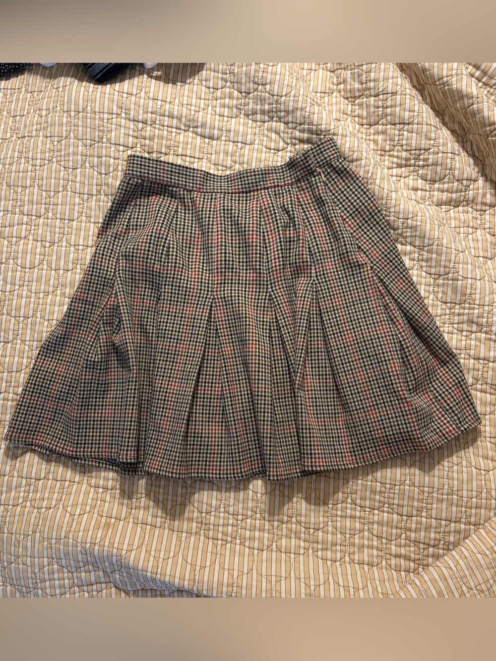 Brandy Melville John Galt Pleated Plaid Brown Circle Mini Skirt One Size